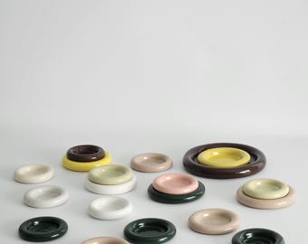 Handmade Ceramic Donut Dish: Colorful Bubble Plate - Ring Holder