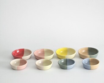 Half & Half Sauce Bowl • Handmade Colorful Ceramic • Wheel Thrown Pottery • Ring Dish