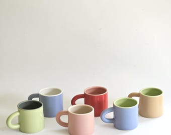 Two-Toned Ceramic Coffee Mug, Handmade Pottery, Color Block Design