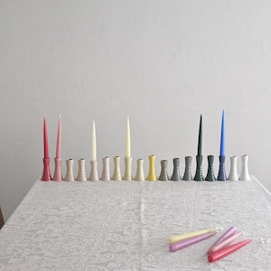 Handmade Wiggly Ceramic Candlestick • Colorful Taper Candle Holder