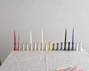 Handmade Wiggly Ceramic Candlestick • Colorful Taper Candle Holder