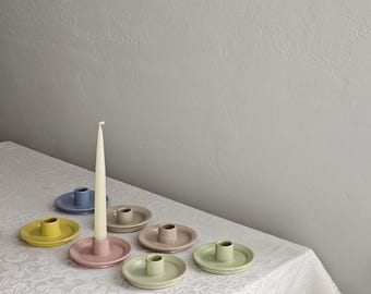 Handmade Ceramic Taper Candle Holder: Earthy Speckled Candlestick