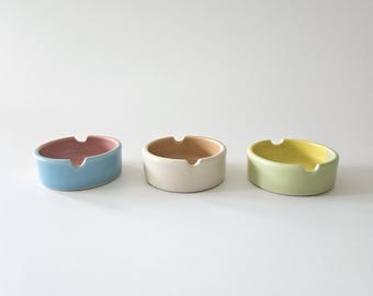 Handmade Color Block Ceramic Ashtray: Two-Tone Glaze (Made to Order)