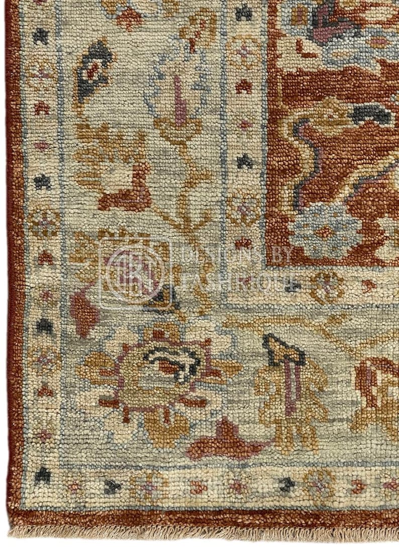 Large Rust Beige Rug Handwoven 8x10 Rust Beige Oushak Rug – Wool Area Rug | Oversized ...