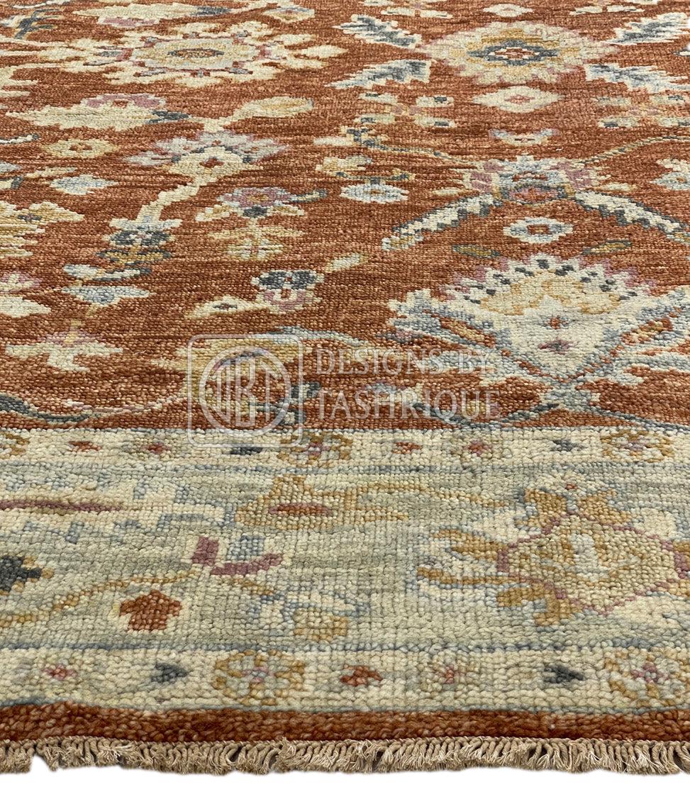 Rust 8x10 Rug Handwoven 8x10 Rust Beige Oushak Rug – Wool Area Rug | Oversized ...