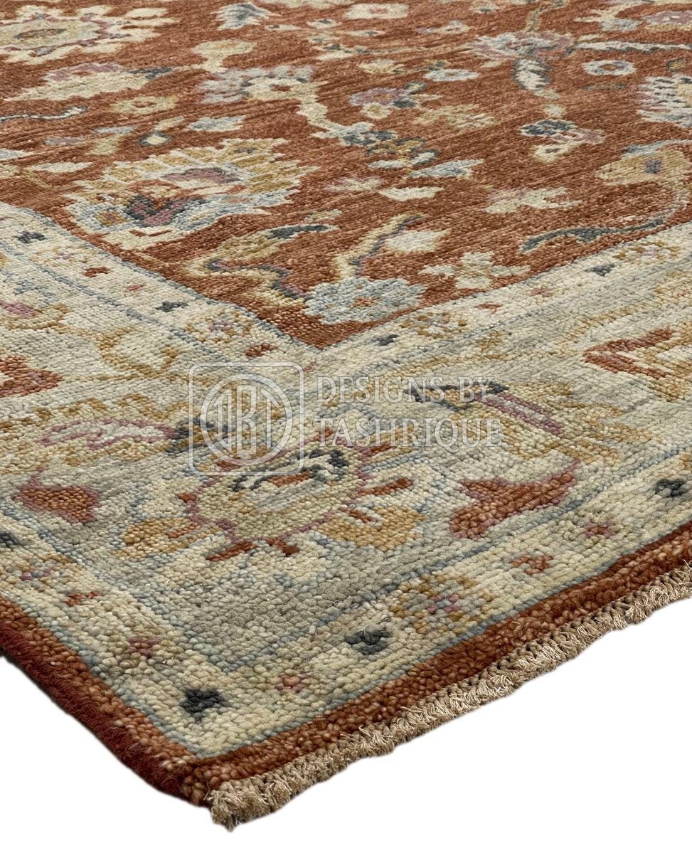 Rust 8x10 Rug Handwoven 8x10 Rust Beige Oushak Rug – Wool Area Rug | Oversized ...