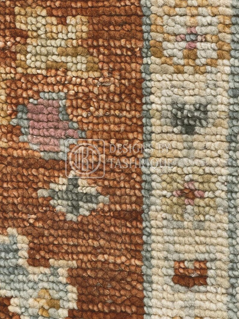 Rust 8x10 Rug Handwoven 8x10 Rust Beige Oushak Rug – Wool Area Rug | Oversized ...
