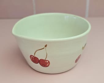 Cherry Matcha Bowl | Green Tea Drinkware | Handmade Pottery Drinkware