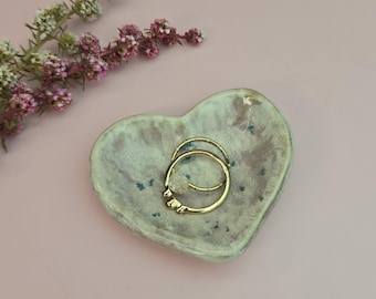 Speckle Ceramic Heart Ring Dish | Jewellery Dish | Gift for Her | Pottery Home Décor