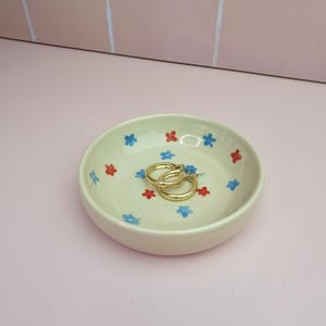 Flower Pink Stoneware Dish | Trinket Dish | Cute Handmade Pottery