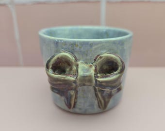 Coquette Bow Ceramic Mug, Handmade Cute Coffee Cup, Pink Girly Aesthetic Mug, Feminine Tea Cup, Gift for Her, Cottagecore Décor