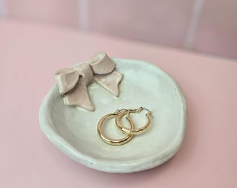 Seconds Sale - Coquette Bow Ceramic Bowl, Handmade Pink Dessert Bowl, Cute Girly Kitchen Décor, Aesthetic Snack Bowl, Gift for Her