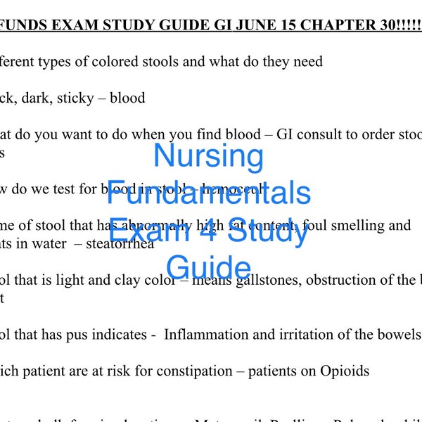 Nursing Fundamentals Exam 4 Study Guide