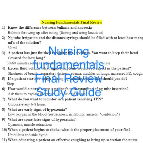 Nursing Fundamentals Final Review Study Guide