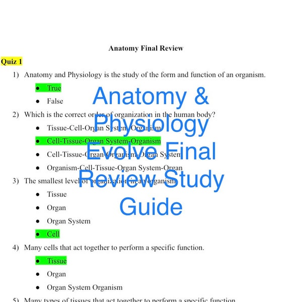 Anatomy & Physiology Final Review Evolve