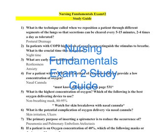 Nursing Fundamentals Exam 2 Study Guide