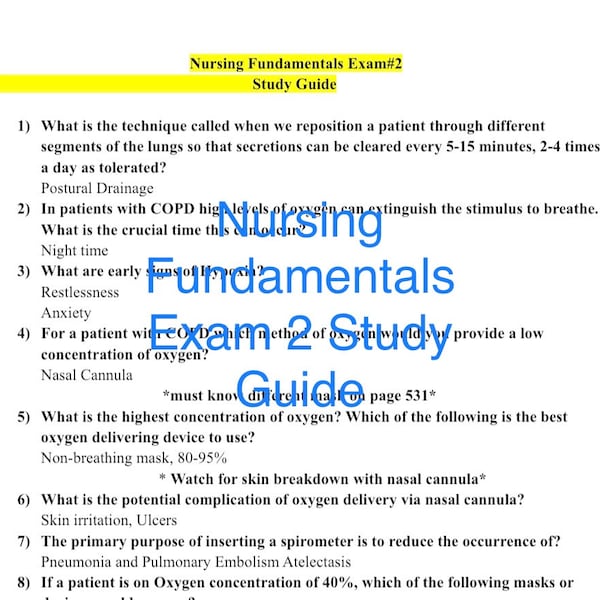 Nursing Fundamentals Exam 2 Study Guide