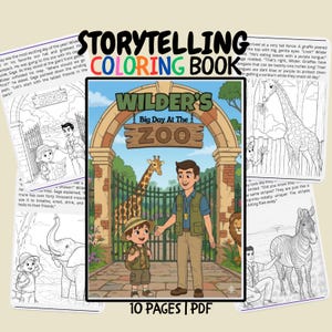 Zoo Animals Coloring StoryBook Educational Storytelling Activity PDF Kids Zoo Trip Adventure Preschool Science Learning Digital Download