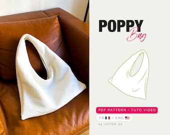 PDF Sewing Pattern Hobo Bag – POPPY Bag – Large Lined Bag with Video Tutorial – Easy and Beginner-Friendly Tote Bag