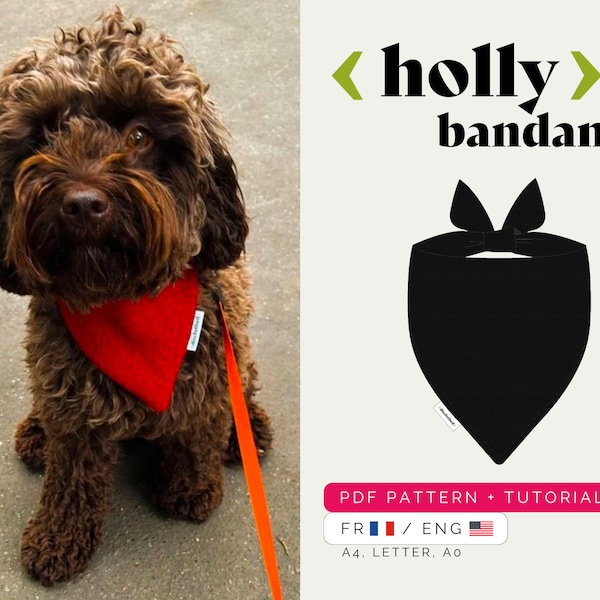 PDF Pattern - dog bandana < holly > - All sizes