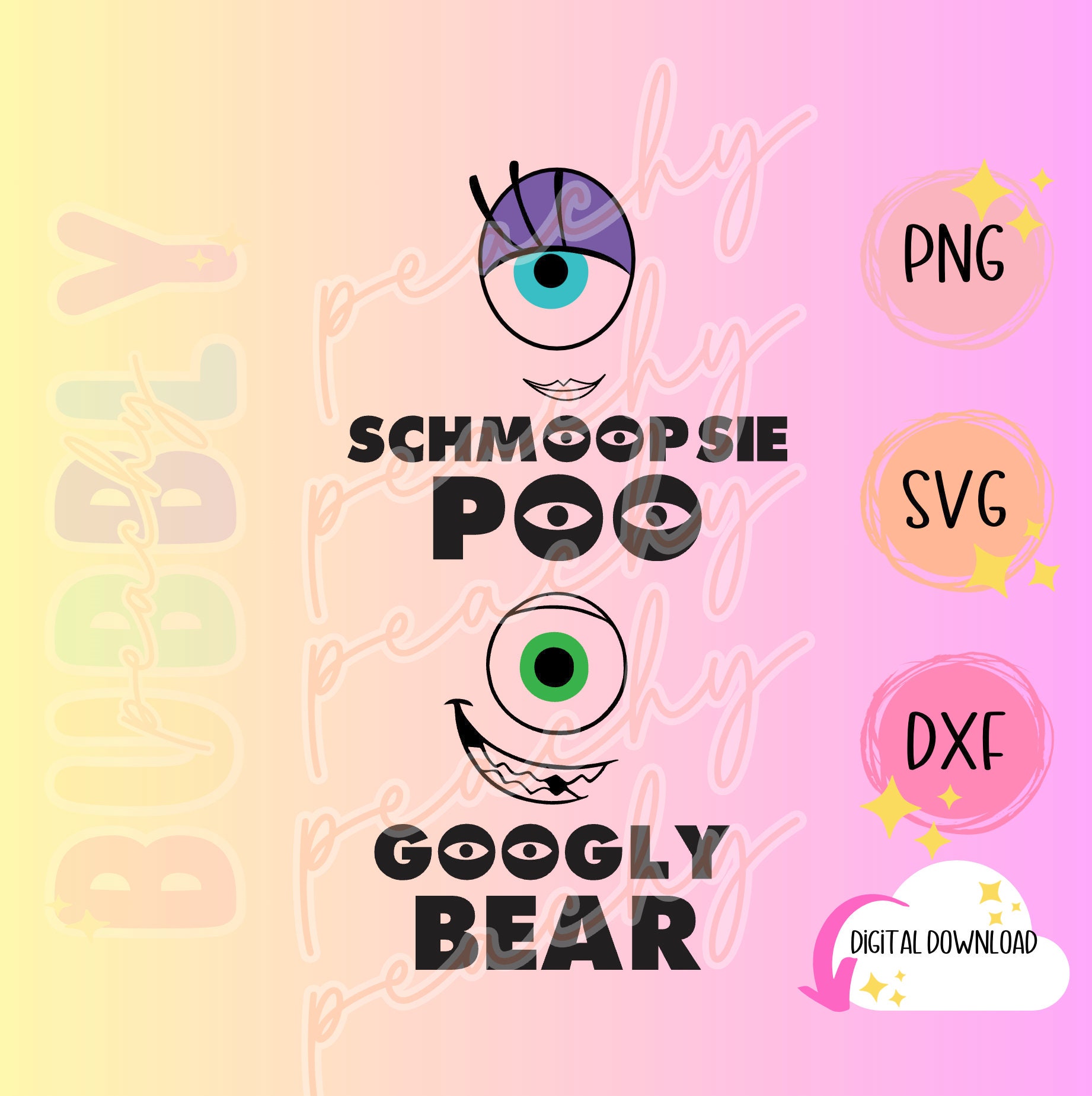 Monsters Schmoopsie Poo and Googly Bear SVG DXF PNG Etsy