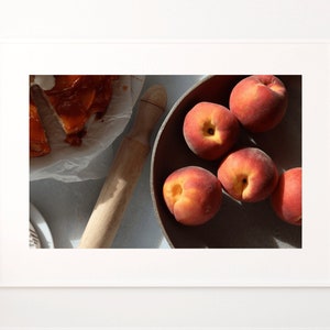 Baking with Peaches Print - Peach Print, Peaches Photography Print, Peaches Wall Art, Kitchen Wall Art, Dining Room Wall Art, Still Life