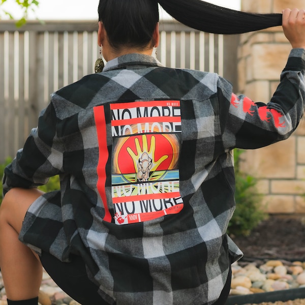 Flannel shirt “No More” print with buffalo