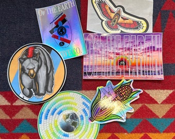 Native American Art - 6 pack 3 inch vinyl stickers #1