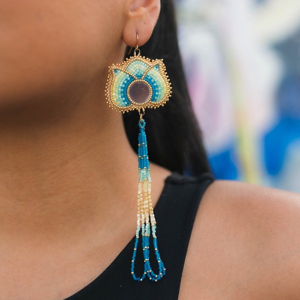 Beaded Lotus Earrings