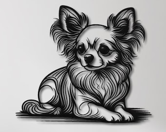 Chihuahua Metal Wall Art, Dog Lover Gift, Chihuahua Dog Metal Poster, Dog Portrait for Garden Wall Decor, Pet Owner Wall Decor