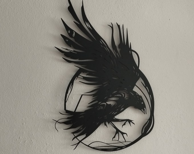 Raven Metal Wall Art, Crow Metal Wall Decor, Halloween Decor, Gothic Home Decor