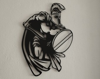 Spartan Warrior Metal Wall Art, Warrior Metal Wall Decor, Spartan Wall Art, Game Room Decor, Man Cave Decor, Spartan Sculpture