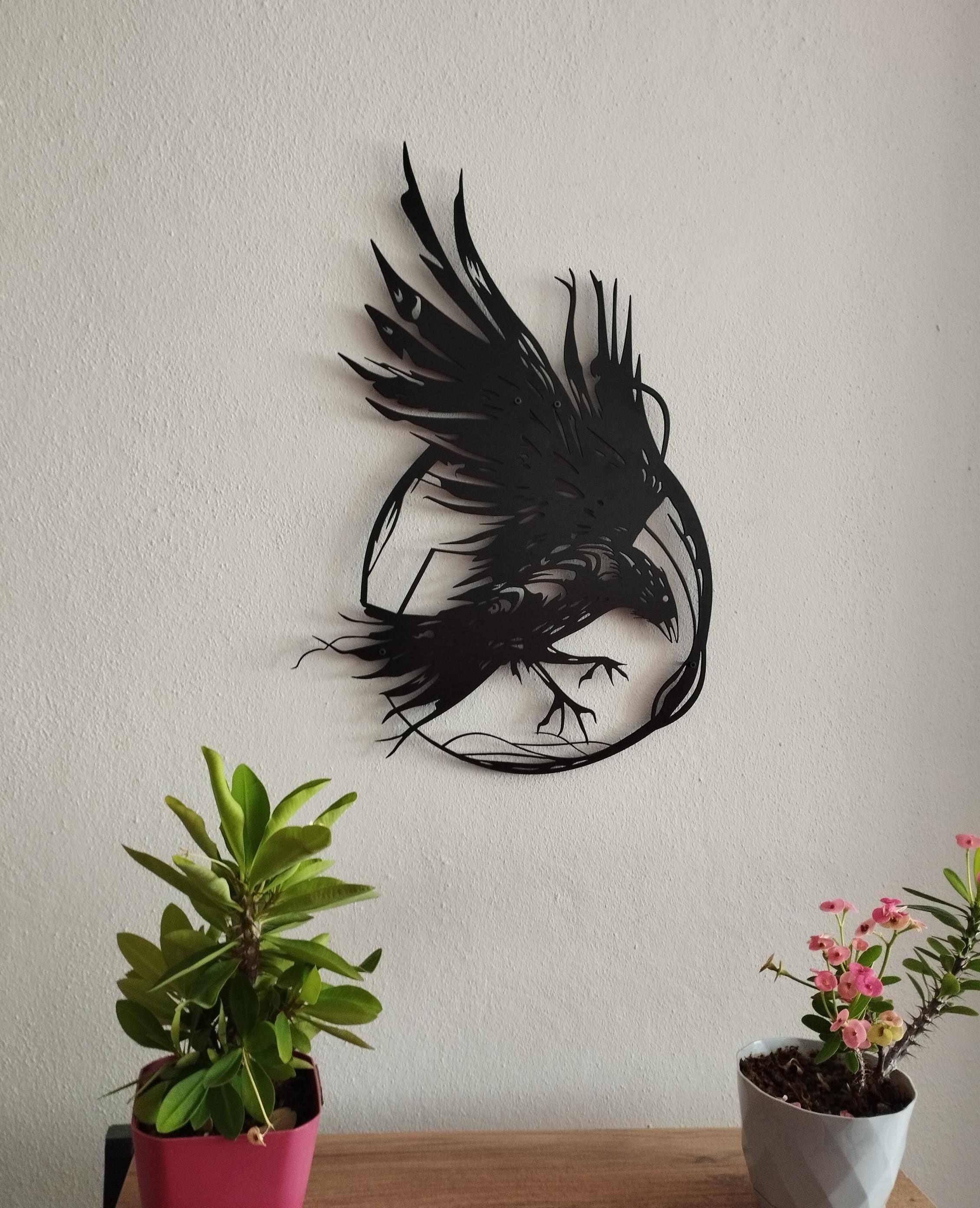 Raven Metal Wall Art, Crow Wall Decor, Halloween Decor, Gothic Home Decor, Gift for Gothic Lover Decor, Raven Wall Decor, Bedroom Decor