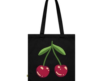 Sac fourre-tout écologique en coton biologique Cherry (imprimé des deux côtés)