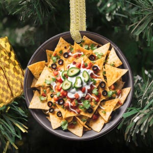 Custom Mexican Nachos Cheesy Snack Mexico Cuisine Personalized Food Lover Christmas Xmas Ornament (Flat Design, NOT 3D)