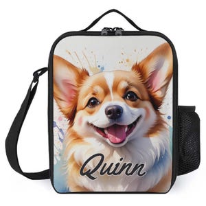 Sac à lunch personnalisé pour enfants avec monogramme personnalisé avec nom Sac à lunch pour chien Corgi chiot pour camp scolaire garçons et filles