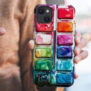 Paintbox Case for iPhone 11,12,13,14,15,16,17 Pro/Pro Max/Plus/Mini/Air Watercolor Art Paint Palette Colorful Cool Artist Gift (FLAT DESIGN) image 7
