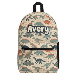 Personalized Dinosaur Backpack for Boys Back to School Custom School Bag with Name Gift for Kids AOP Bookbag Watercolor Dino T-rex Pattern