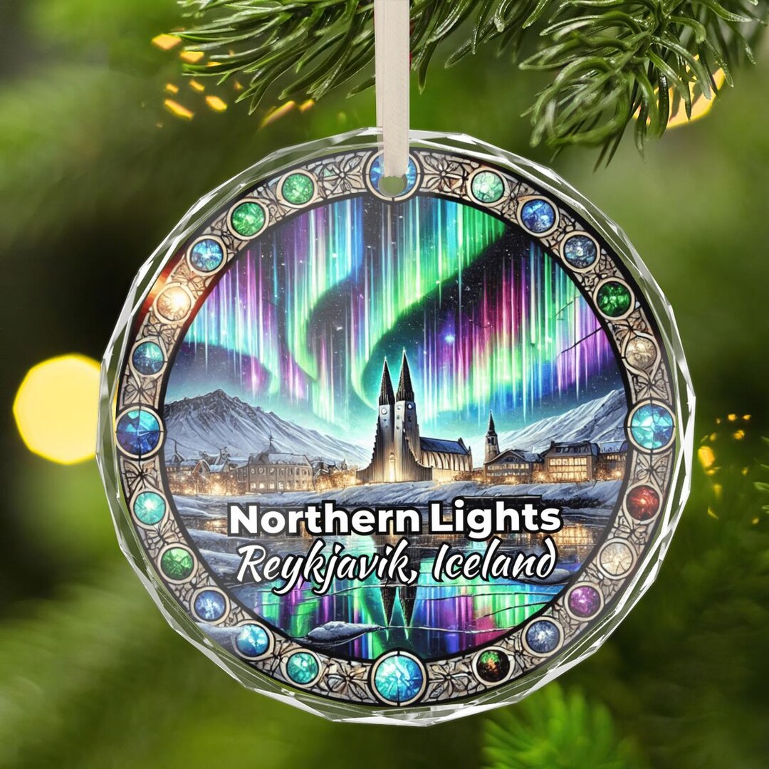 Northern Lights Reykjavik Iceland Scene Christmas Ornament Holiday Gift ...