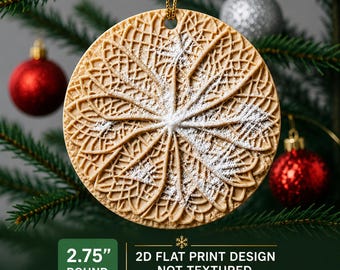 Italiensk Pizzelle Kaka Julprydnad Bakverk Foodie Juldekor Bageri Matälskare Gåva – Platt Tryck på Keramik (INTE 3D / INTE Texturerad)