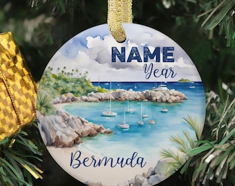 Kundenspezifisches Ornament Bermuda Hufeisen Bay-Andenken-Geschenk personalisiertes Reise-Andenken-Weihnachtsweihnachtsgeschenk-Verzierungen