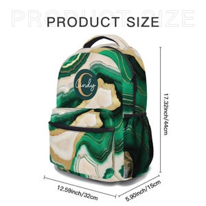 Green Gold Marble Personalized Girls Backpack Elementary Middle High ...