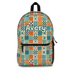 Custom Retro Plaid Backpack AOP School Bag for Kids Teens Boys Girls Adults Personalized Name Checkerboard Grunge Bookbag Vintage Style