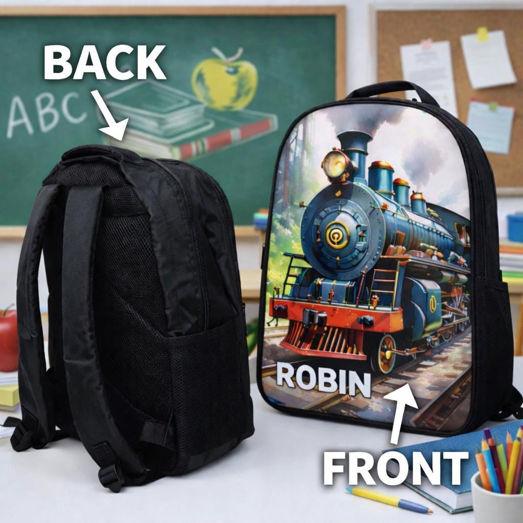 Personalized Train Backpack for Boys - Custom Name Kids Bookbag ...