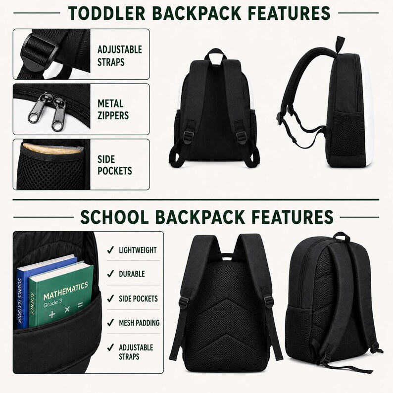 Custom Photo Kids Backpack Lunchbox Lunch Bag Pencil Case Set ...