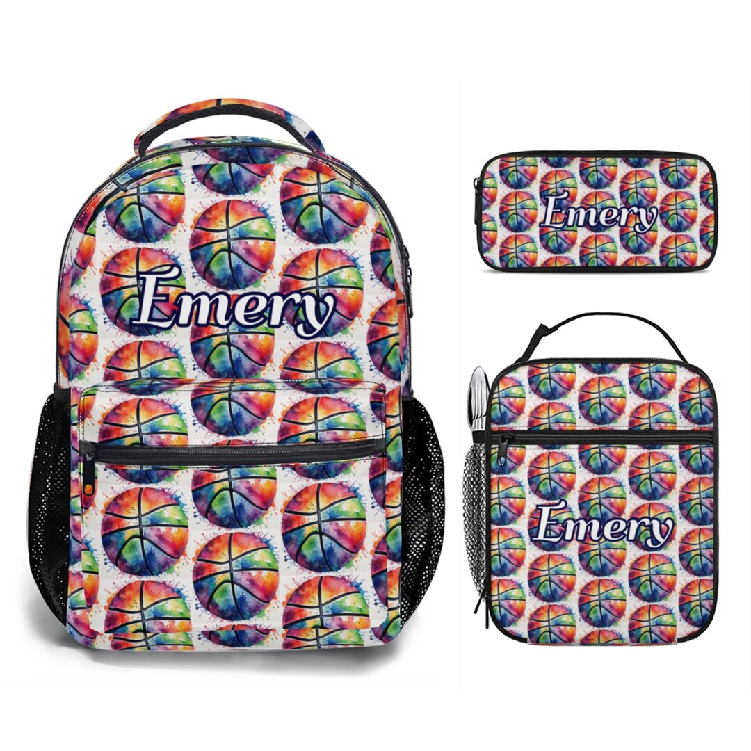 Personalized Sports Basketballs Pattern With Custom Name Cute Backpack ...