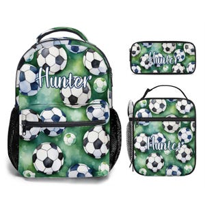 Ballons de football personnalisés Soccerball nom personnalisé sac à dos trousse trousse à lunch pour garçons du primaire collège personnalisé cartable