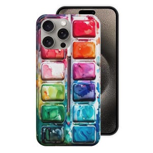 Paintbox Case for iPhone 11,12,13,14,15,16,17 Pro/Pro Max/Plus/Mini/Air Watercolor Art Paint Palette Colorful Cool Artist Gift (FLAT DESIGN) image 6