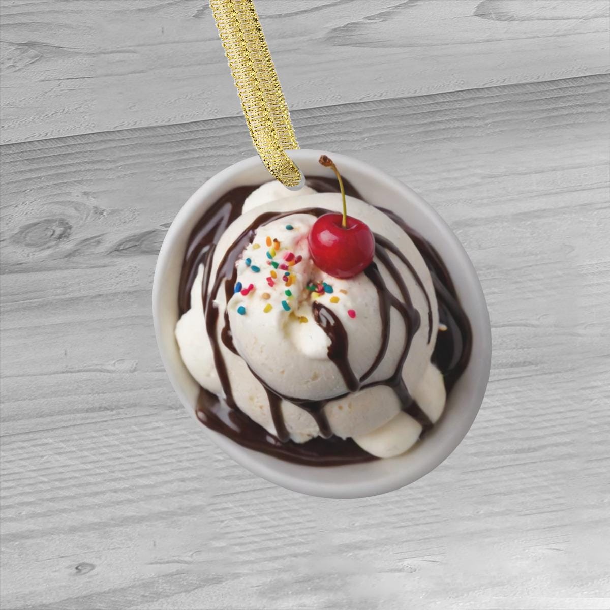 Custom Sundae Custom Vanilla Ice Cream Sundae With Chocolate Syrup Favorite Food for ...