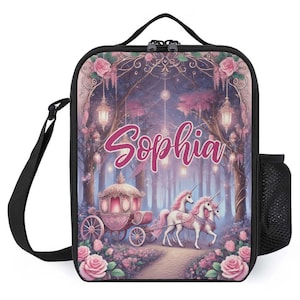 Sac à lunch personnalisé pour enfants avec monogramme personnalisé avec nom Sac à lunch princesse royale chevaux pour camp scolaire garçons et filles